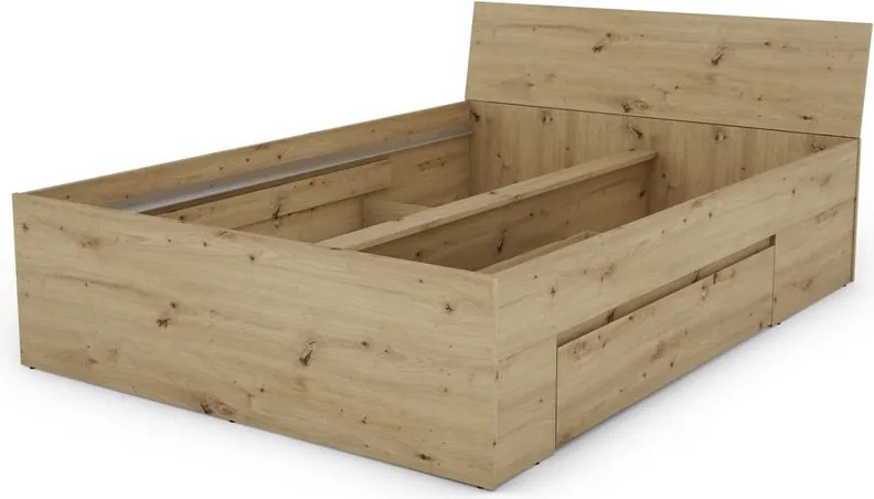 Posteľ so zásuvkami Carlos 140x200, dub artisan