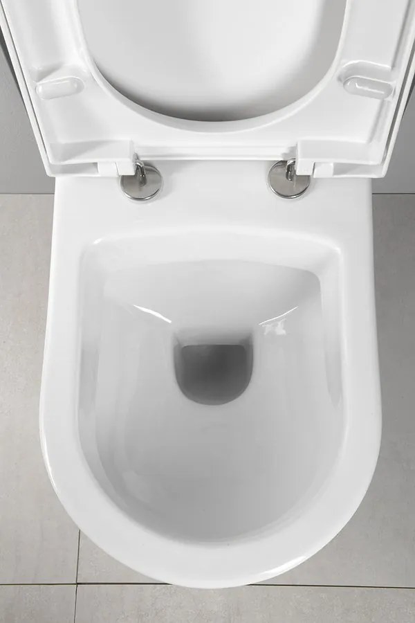 Sapho Sapho, závesné WC NERA s podomietkovou nádržkou a tlačidlom Schwab, biela, NS952-SET5