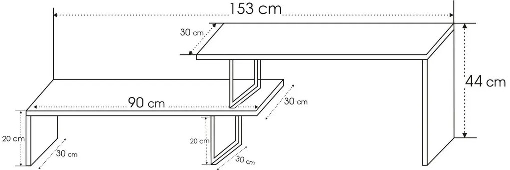 TV stolek OVIT 153 cm černá borovice