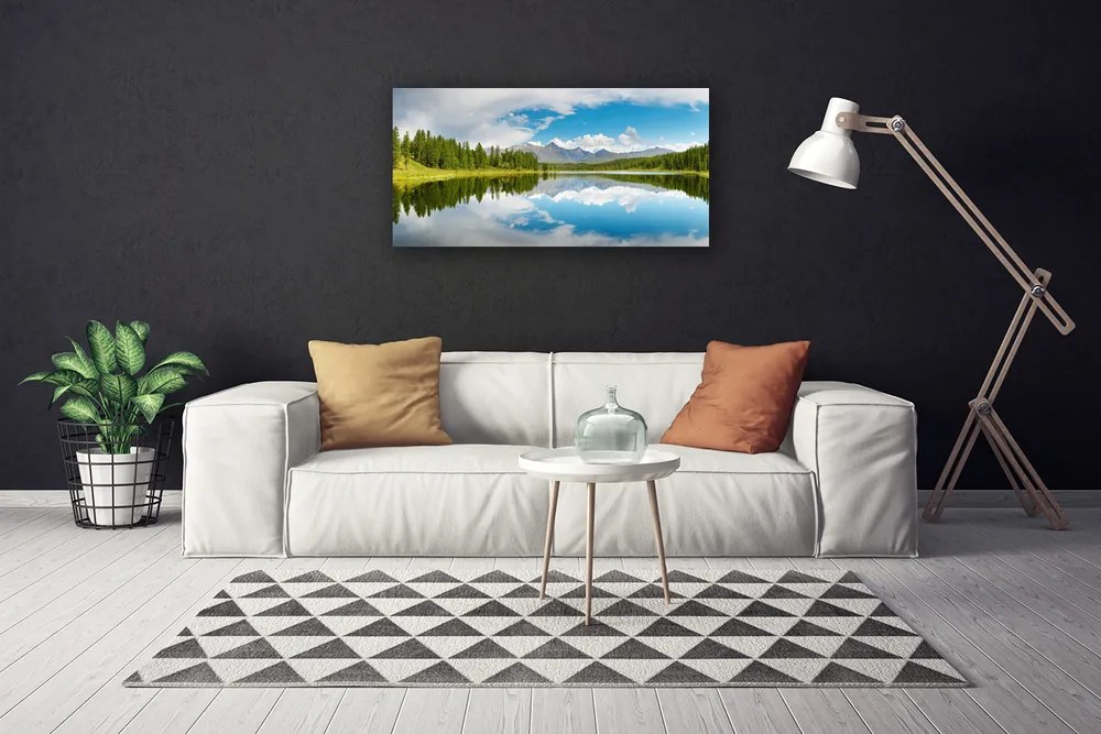 Obraz Canvas Les jazero hory príroda 100x50 cm