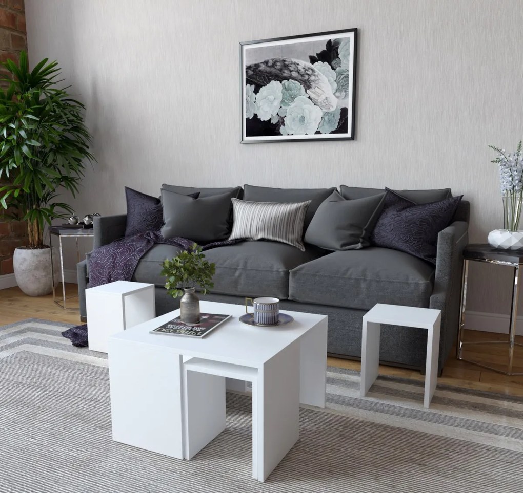 Súprava konferenčných stolíkov Ortanca biela