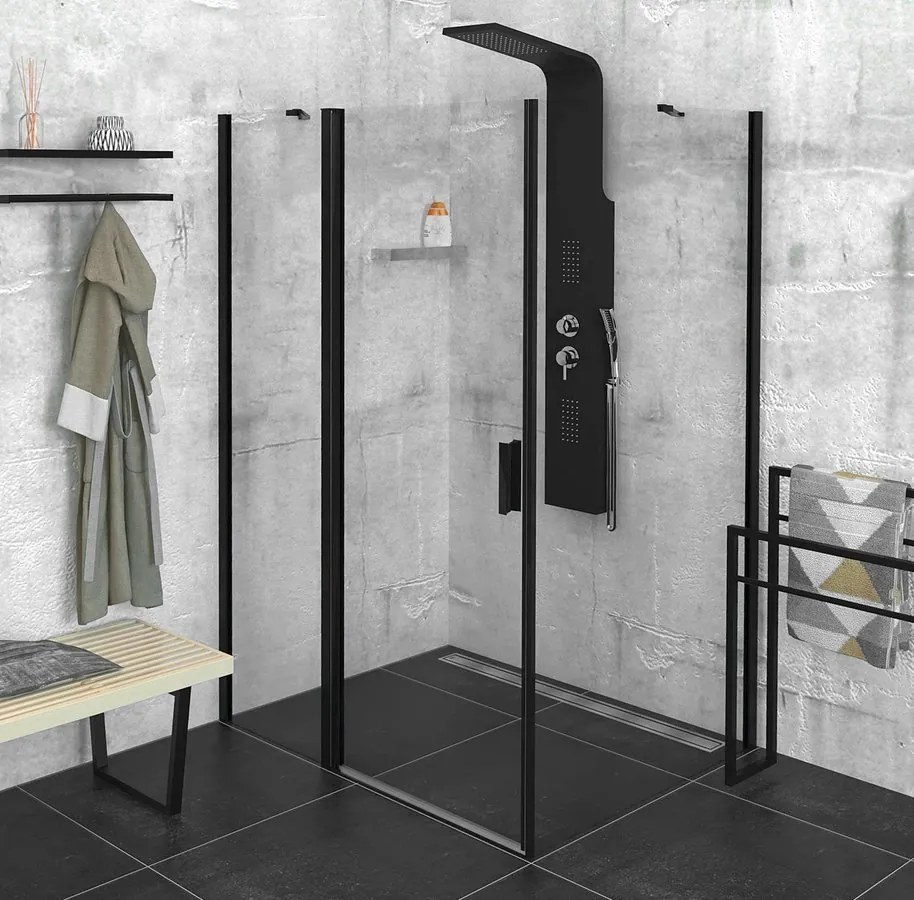 Polysan Polysan, Zoom Line Black obdĺžniková sprchová zástena 1300x800mm L/P varianta, ZL1313BZL3280B