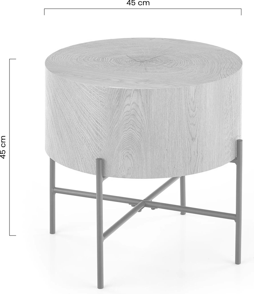 Sada okrúhlych konferenčných stolíkov Liviano 80 a 45 cm - prírodný dub / čierny