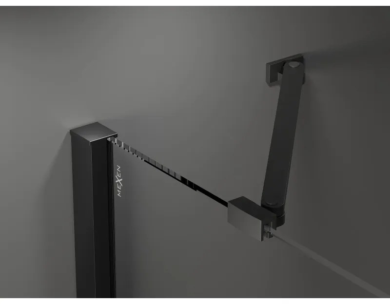 Mexen Velar Duo, posuvné sprchové dvere do otvoru 140 cm, 8mm sklo námraza, čierna matná, 871-140-000-32-70