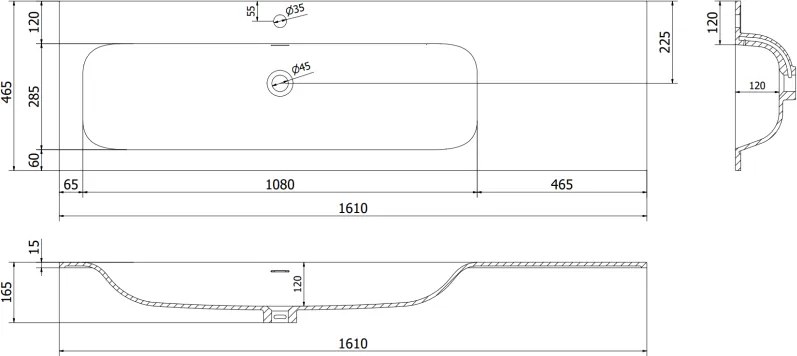 Mexen Rivel, kúpeľňová skrinka 160 cm s ľavým umývadlom Vela, 2S, 1D, drážkovaná, biela matná, 91A23-16047-3-BBFFF01-W23L01