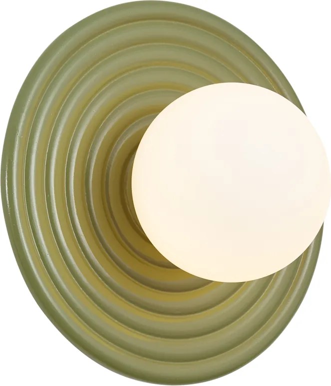 Retro nástenná lampa zelená s opálovým okrúhlym 20cm IP44 - Lila