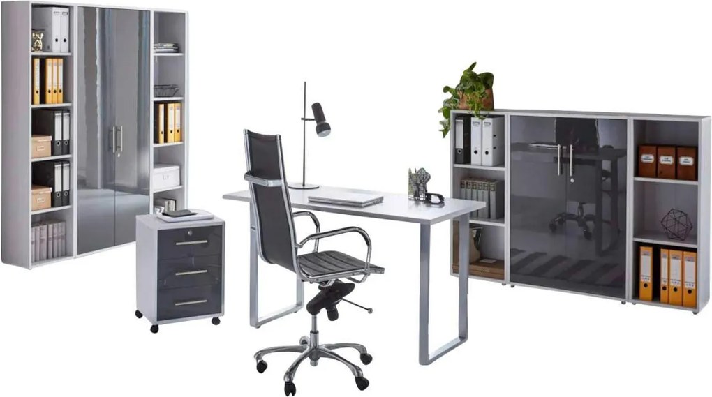 XXXLutz KANCELÁRIA, sivá, antracitová s vysokým leskom, MID.YOU - Kancelárske regály - 001067009705