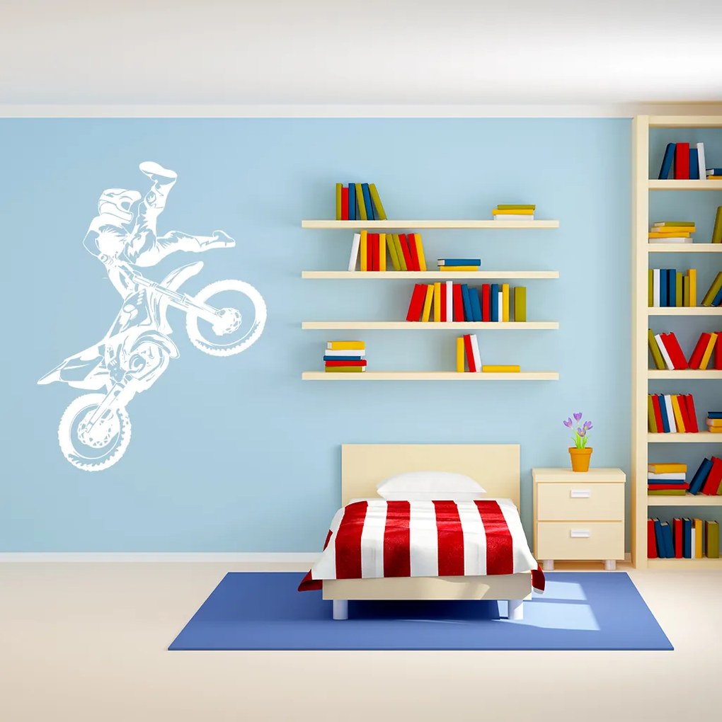 Veselá Stena Samolepka Freestyle Motocross Farba: červená, Veľkosť: 60 x 44 cm