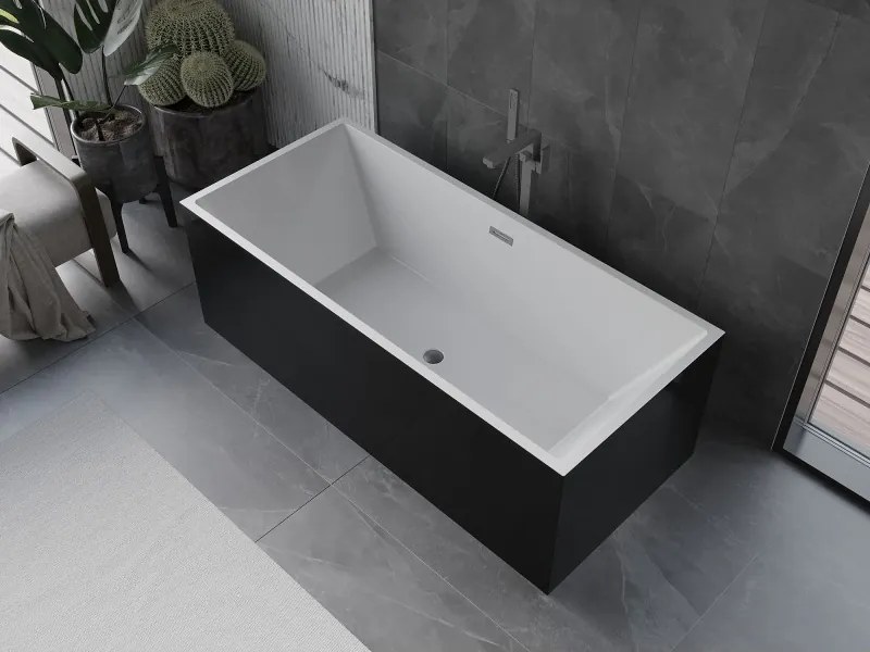 Mexen Vigo, voľne stojaca vaňa 178,5 x 80 cm, biela-čierna, brúsený grafit prepad, 51251788075-95