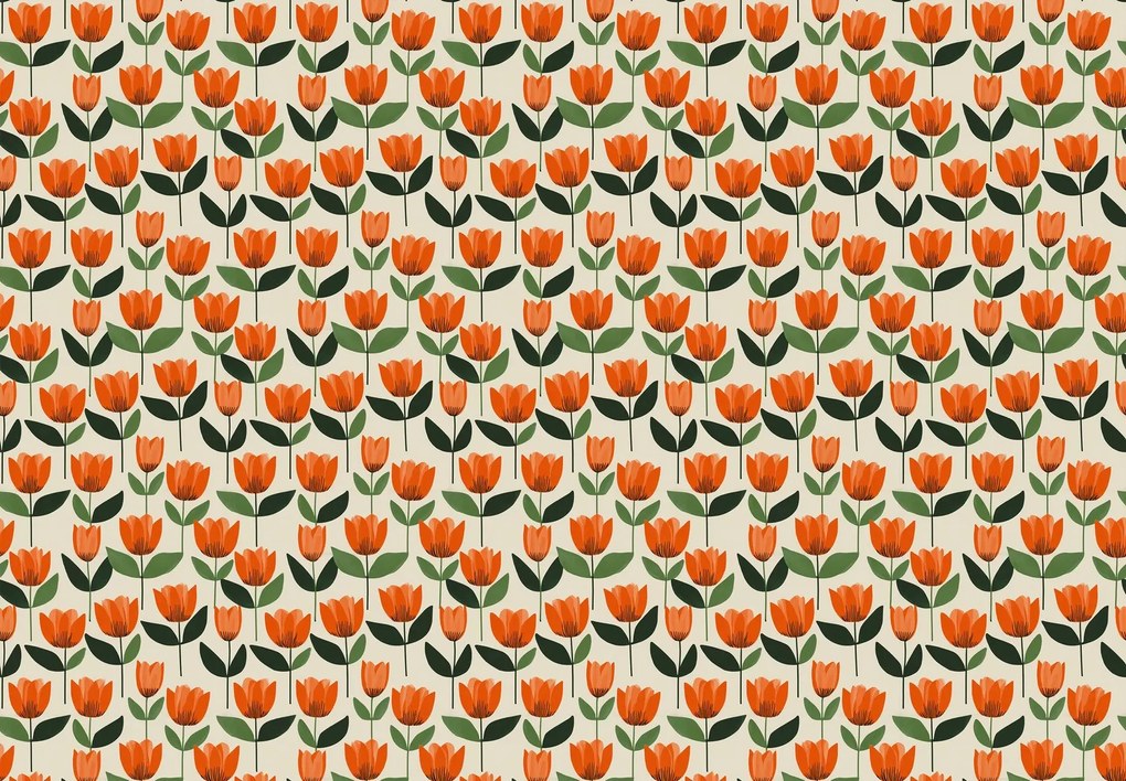 Fototapeta - Vzor s tulipánmi (147x102 cm)