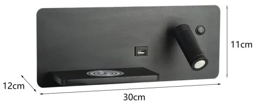Immax 08288L-LED Nástenné sviet. s pol., USB a bezdr. nab. LED/3W/230V + LED/3W