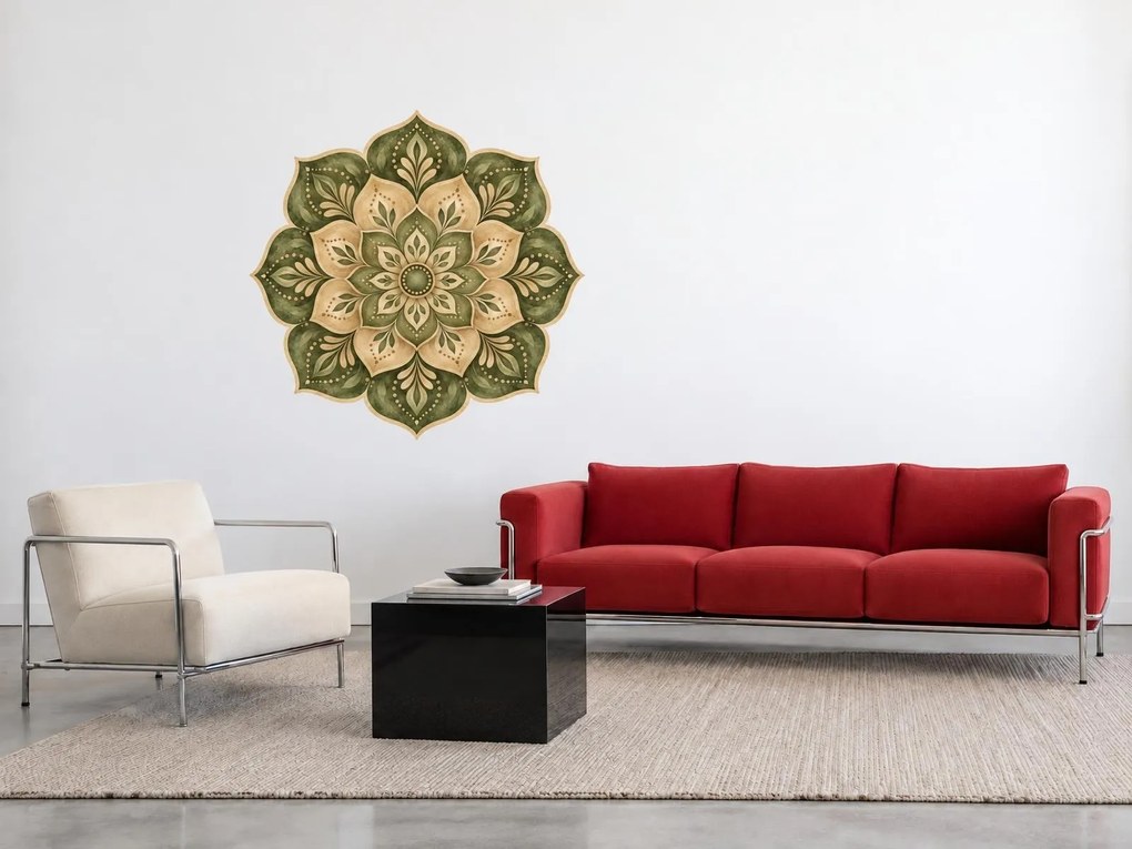 Olivová mandala arch 123 x 122 cm