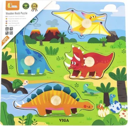 Puzzle s rúčkami Viga 44596 dinosaury