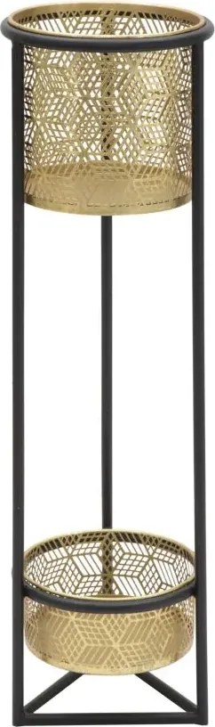 Dvojúrovňový kvetinový stojan Doppio čierno-zlatý