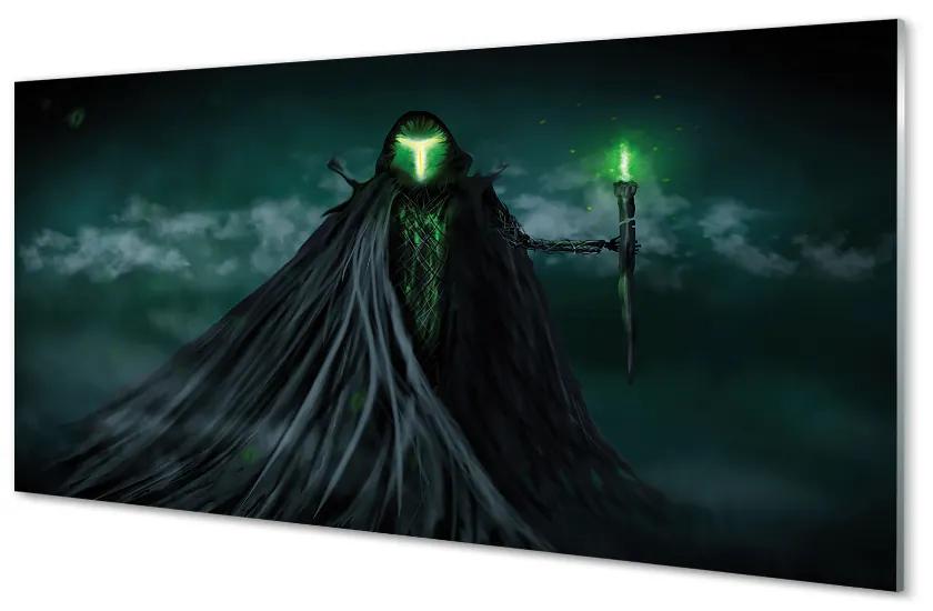 Obraz plexi Temná postava zeleného ohňa 100x50 cm