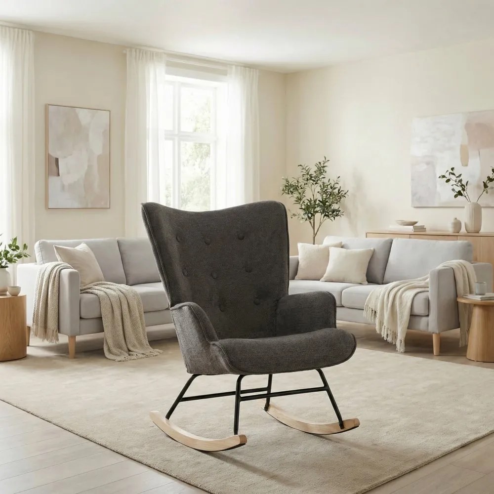 Hojdacie kreslo FABIAN — látka, sivá