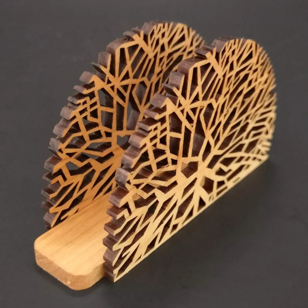 AMADEA Drevený stojanček na obrúsky s motívom vetvičiek, masívne drevo, 12,5x6,5x3,5 cm