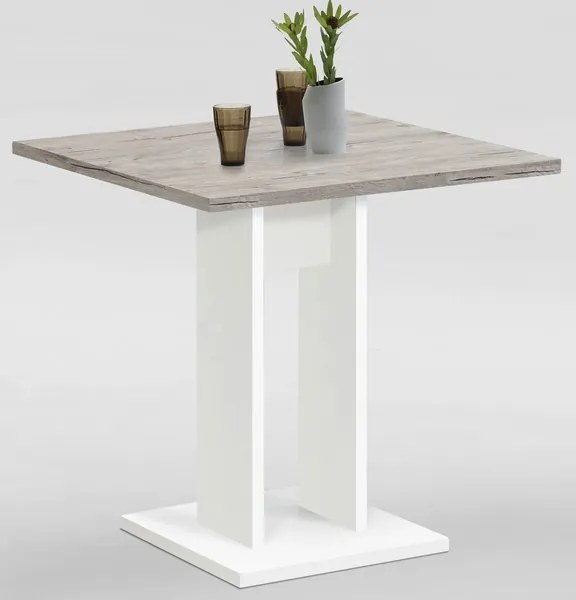 Jídelní stůl Bandol 1 70x70 cm, bílý/pískový dub