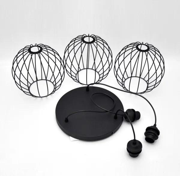 LED Luster na lanku MERCURE 3xE27/15W/230V ø 50 cm čierna