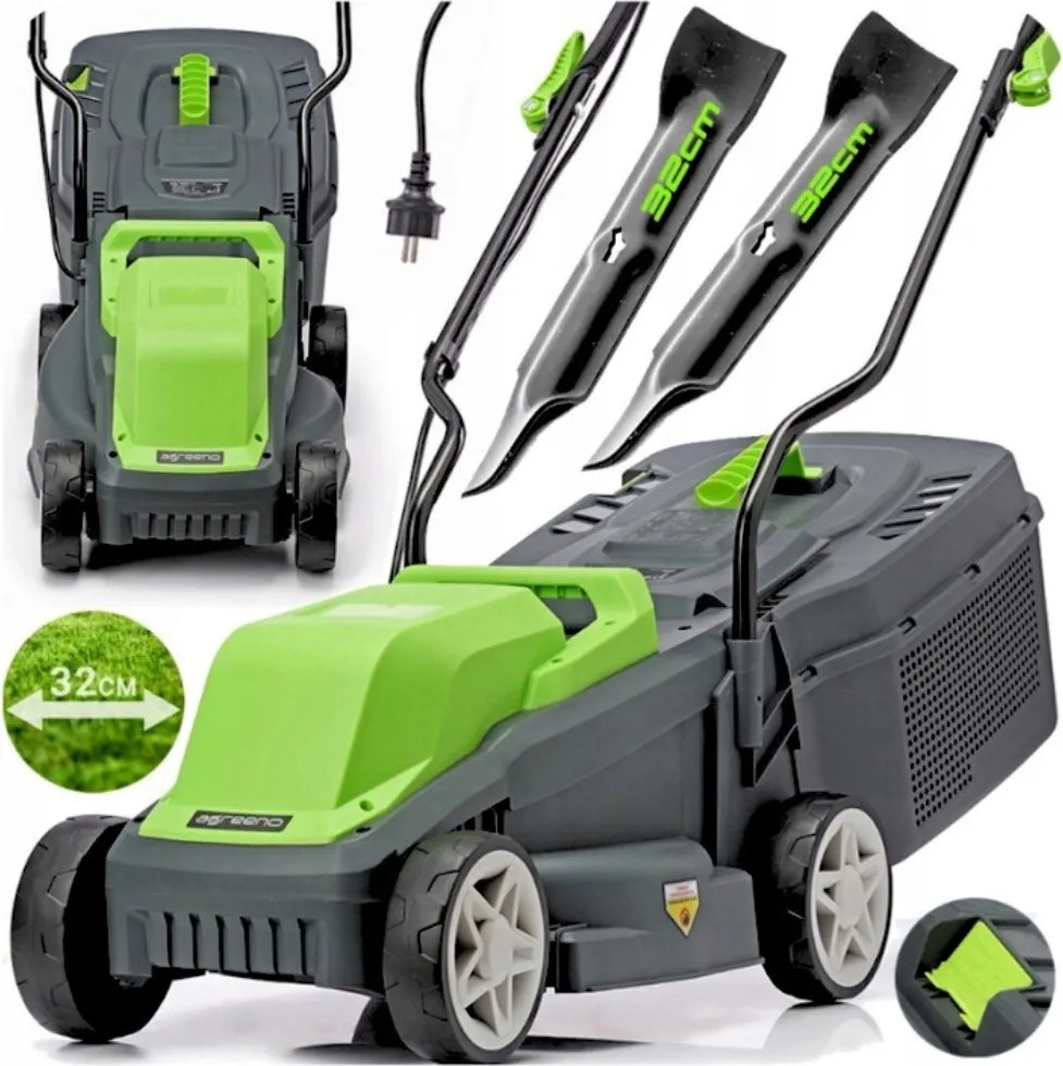 Silná elektrická kosačka 2200 W nastaviteľná Záhradná s košom, Ľahká