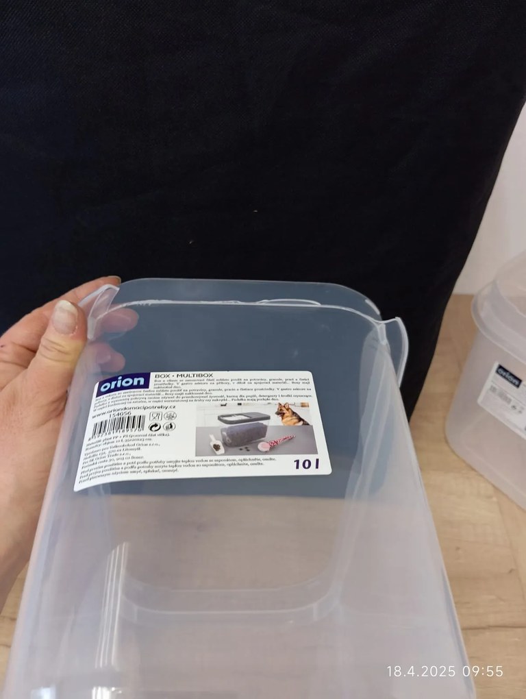 2. jakost - Dóza na potraviny, velkokapacitní box SLOP, šedé posuvné víko - 10l