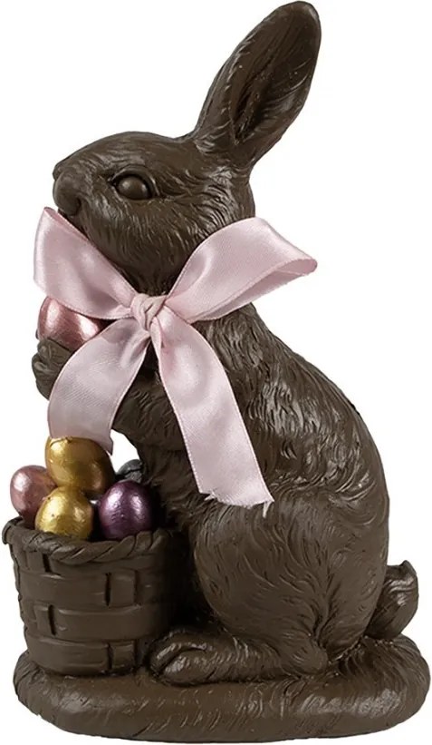 Dekorácia čokoládavá figúrka králik s farebnými vajíčkami - 13*9*22 cm