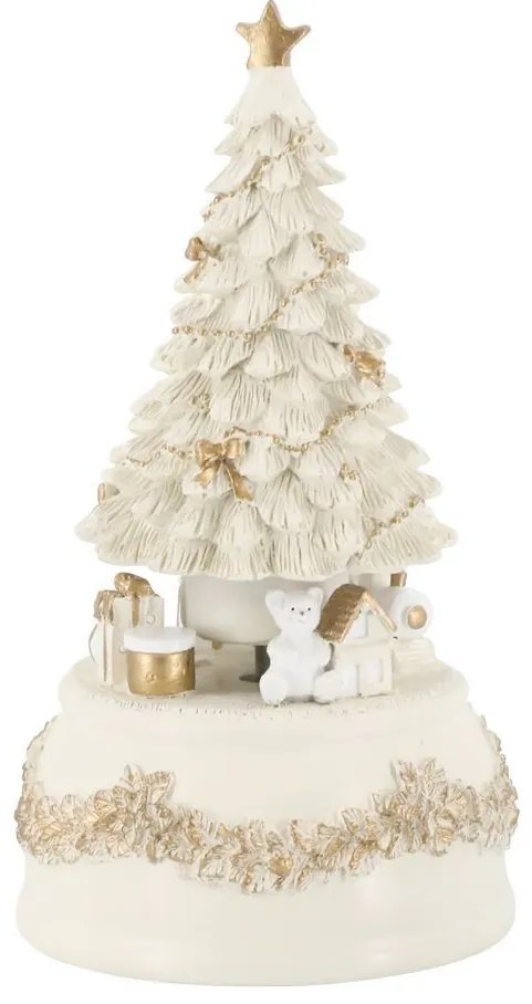 Višňovo-zelená antik hracia skrinka stromček Noël - Ø 10*18,5 cm