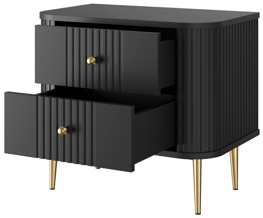 Nočné stolíky Vespera 56 cm - 2 ks - čierna / zlatá