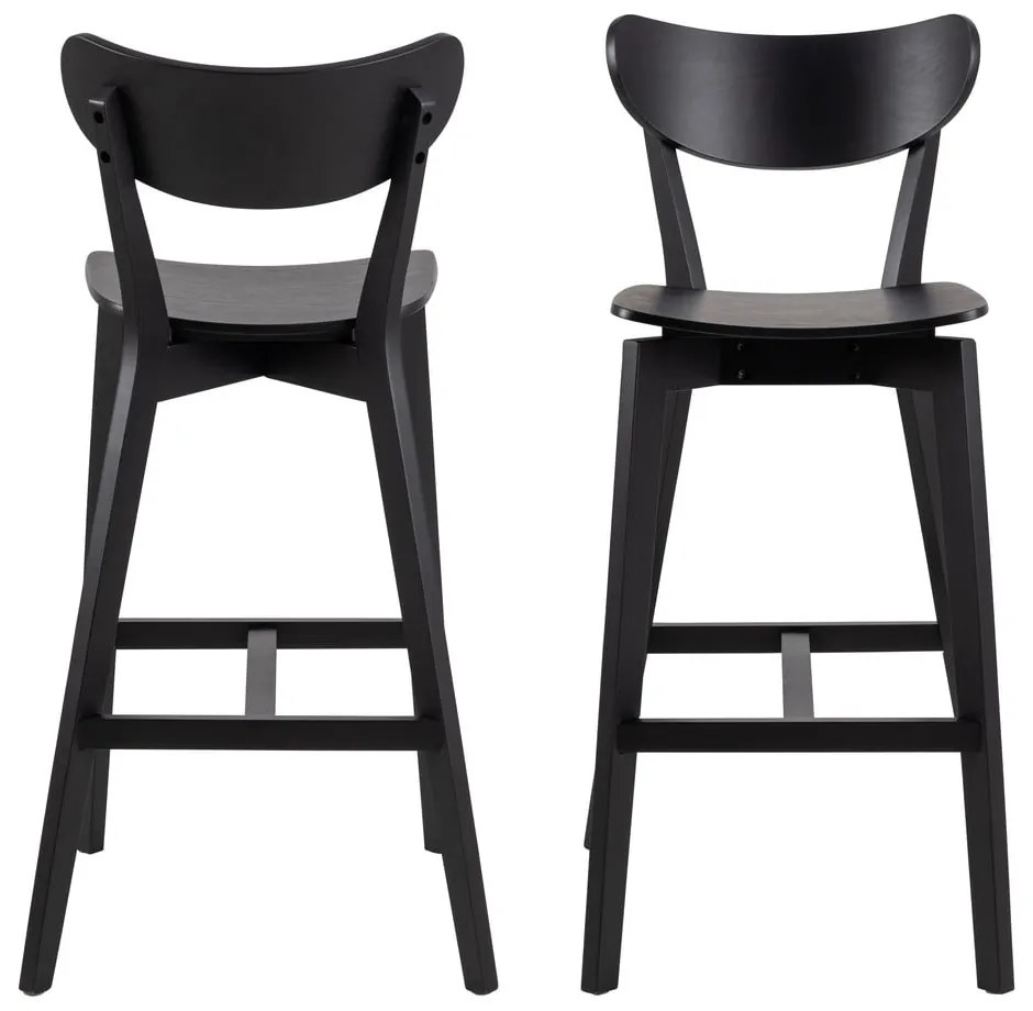 Čierne barové stoličky z kaučukového dreva v súprave 2 ks 105 cm Roxby – Actona