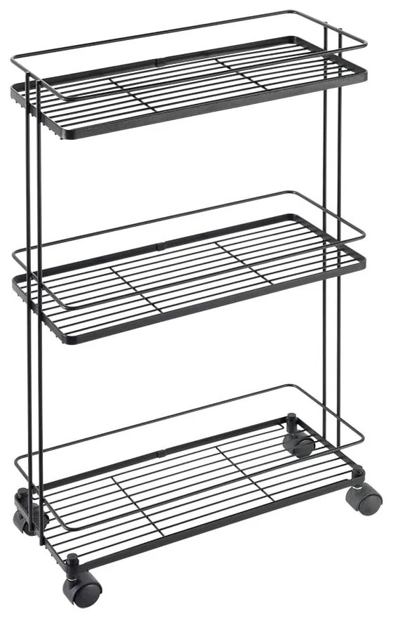 Matne čierny oceľový pojazdný regál 38x62x16 cm Lava – Metaltex