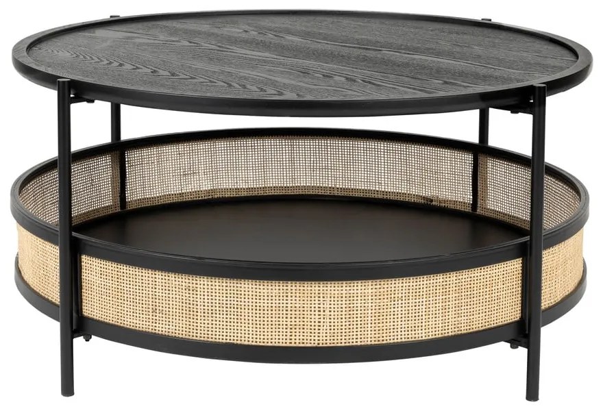 Okrúhly konferenčný stolík v čierno-prírodnej farbe ø 80 cm Makoto – White Label