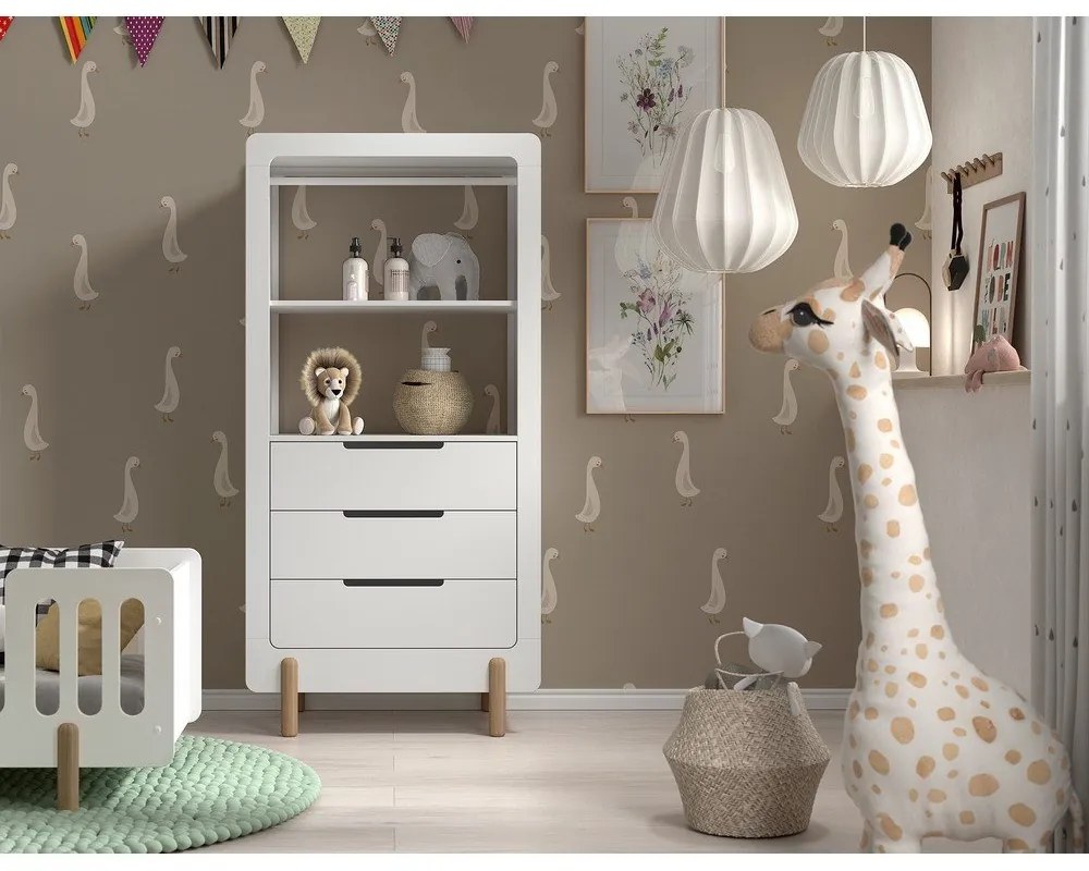 Biela otvorená detská šatníková skriňa 88x180x57 cm Smile – Vipack