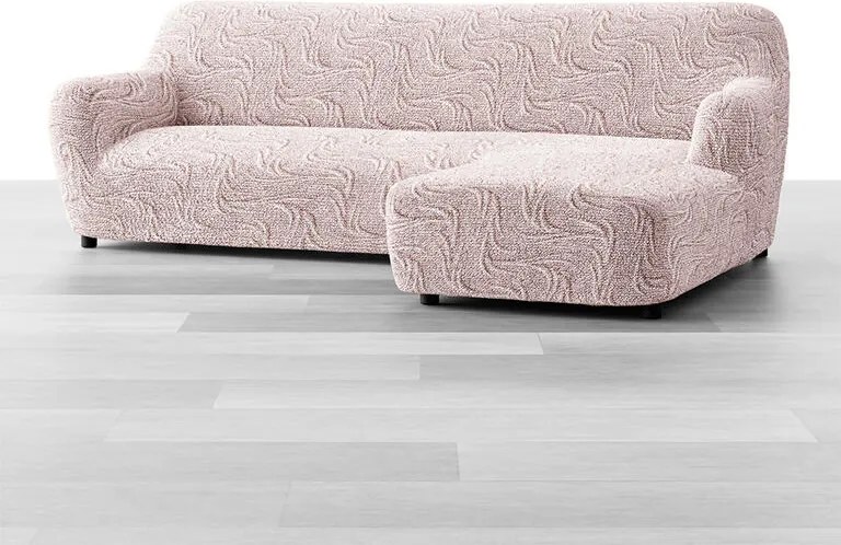 Bielastické poťahy BRILLANTE béžové sedačka s otomanom vpravo (š. 170 - 300 cm)