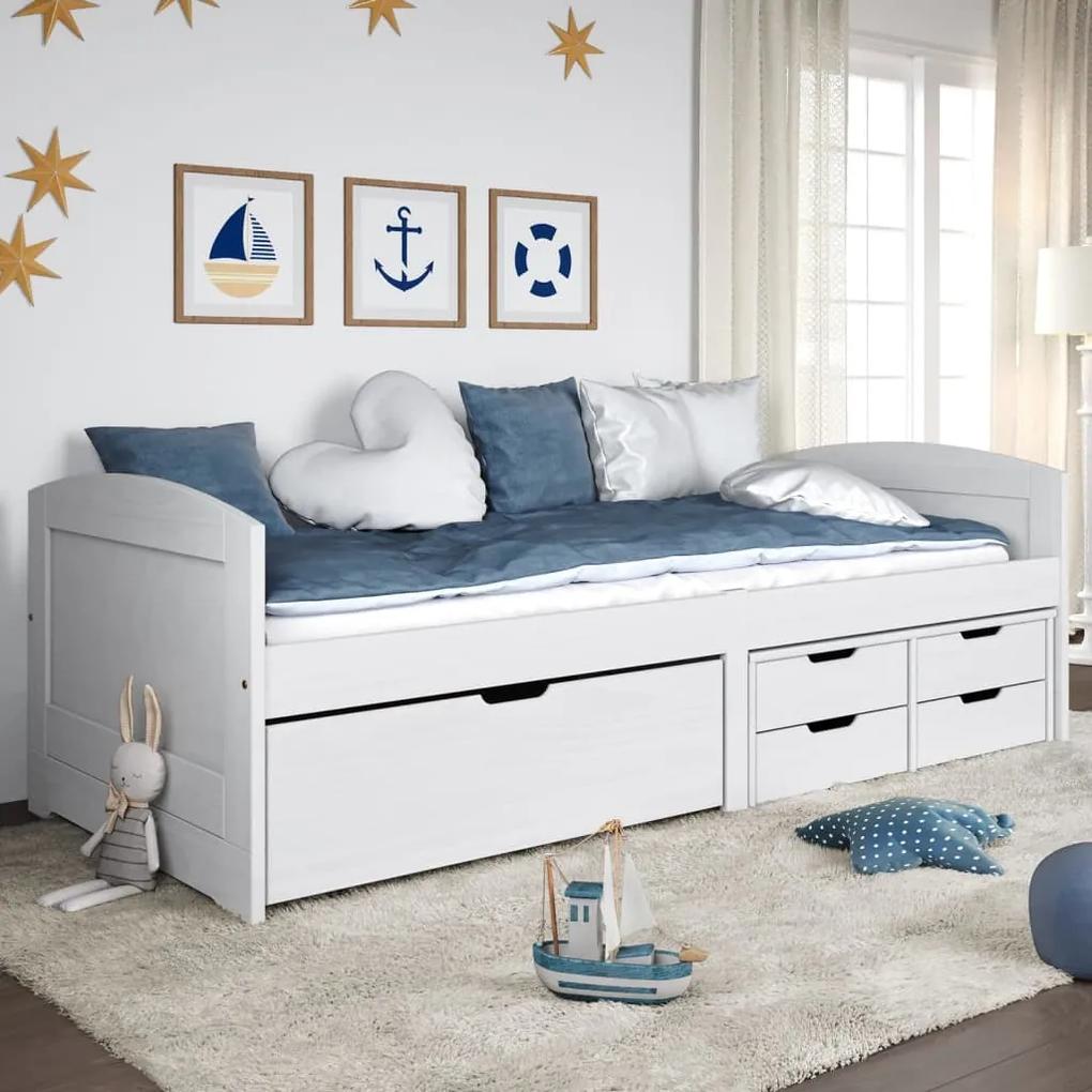Denná posteľ s 5 zásuvkami IRUN biela 90x200cm masívna borovica 3185212