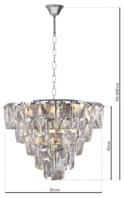 Luster Chelsea, 1x krištáľové tienidlo, (fi 50cm), ch