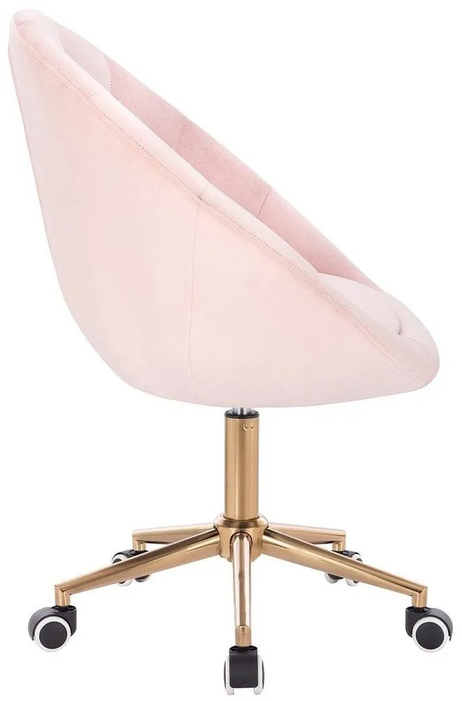 LuxuryForm DESIGN Kreslo VERA VELUR na zlatej podstave s kolieskami - svetlo ružové