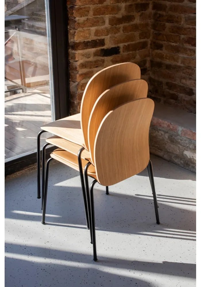 Koňakovohnedé/v prírodnej farbe stohovateľné jedálenské stoličky v súprave 2 ks v dekore duba Book – Gazzda