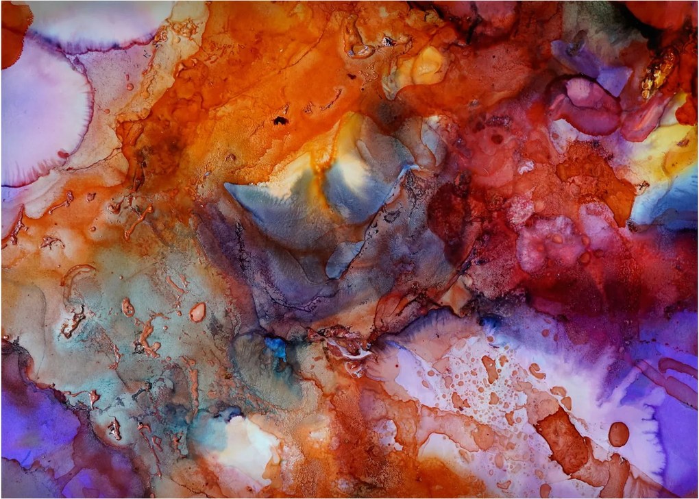 Sklenený obraz - Abstraktné atramentové umenie (70x50 cm)
