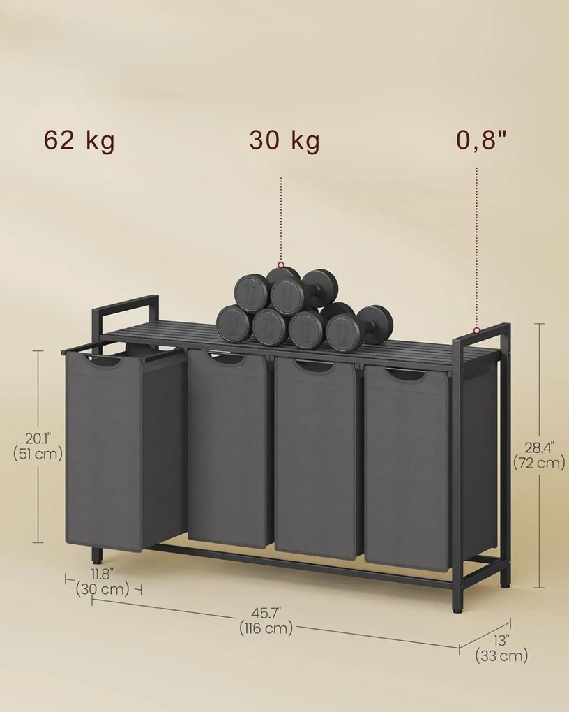 Kôš na bielizeň Vasagle Blumo 160 L sivý
