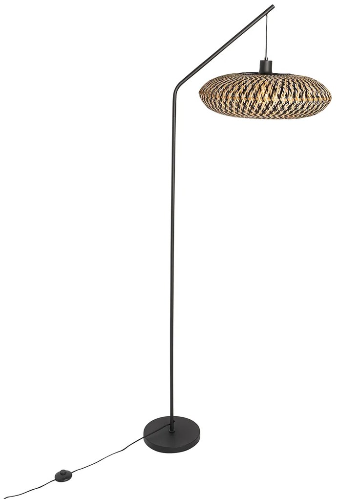 Orientálna stojaca lampa čierna bambus - Ostrava