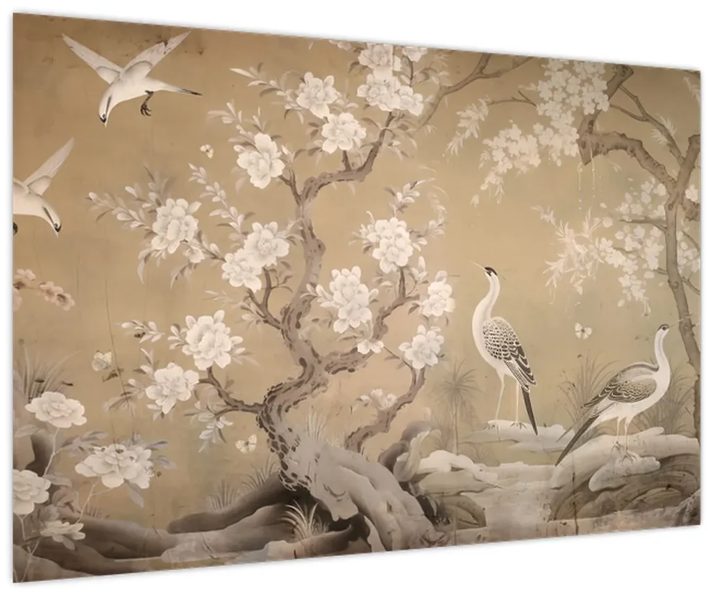 Obraz - Kreslená japonská krajina (90x60 cm)