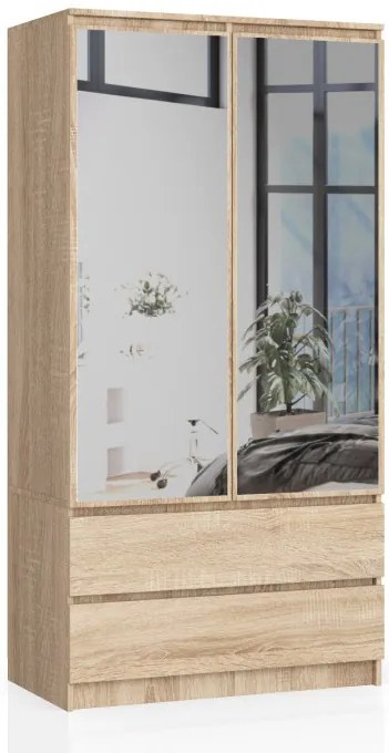 Skriňa S 90 cm 2D 2SZ 2 zrkadlá CLP sonoma