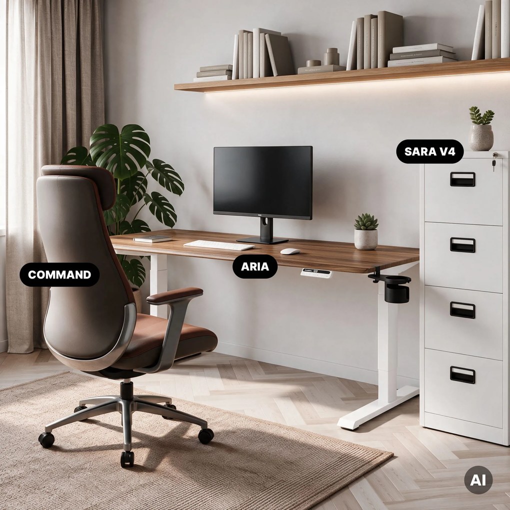 Elektrický stôl s nastaviteľnou výškou ergonomický biely/orech,1600x800 mm: ARIA