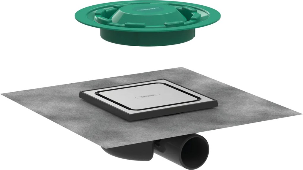 Hansgrohe RainDrain Spot, podlahová odtoková súprava, mriežka 150/150, kartáčovaná nerezová oceľ, HAN-56055800