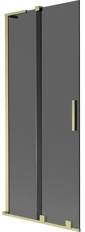 Mexen Velar L, 2-krídlová posuvná vaňová zástena 80 x 150 cm, 8mm šedé sklo, zlatá matná, 896-080-003-41-55