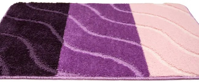 Kúpeľňový koberček FIORI ružový / fialový, pruhy