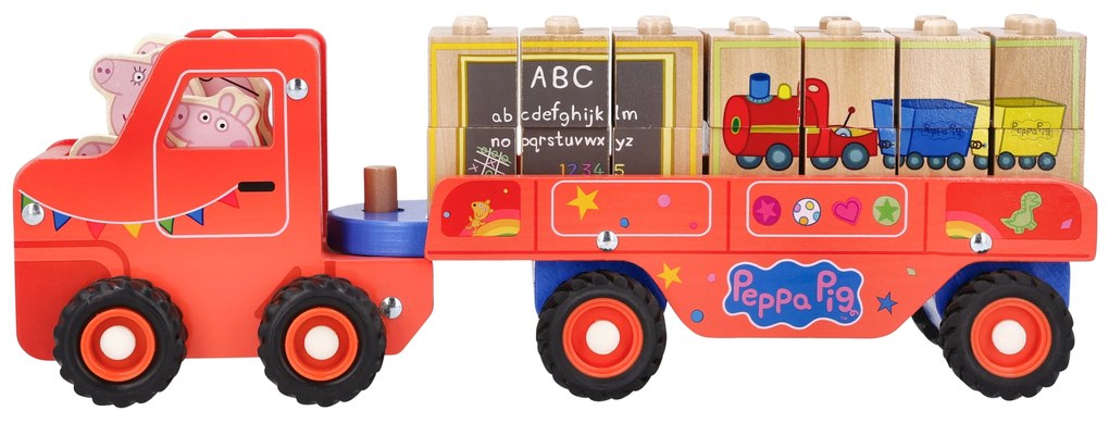 Drevené nákladné auto s prívesom Prasiatko Peppa (auto s drevenou abecedou) (100395658)