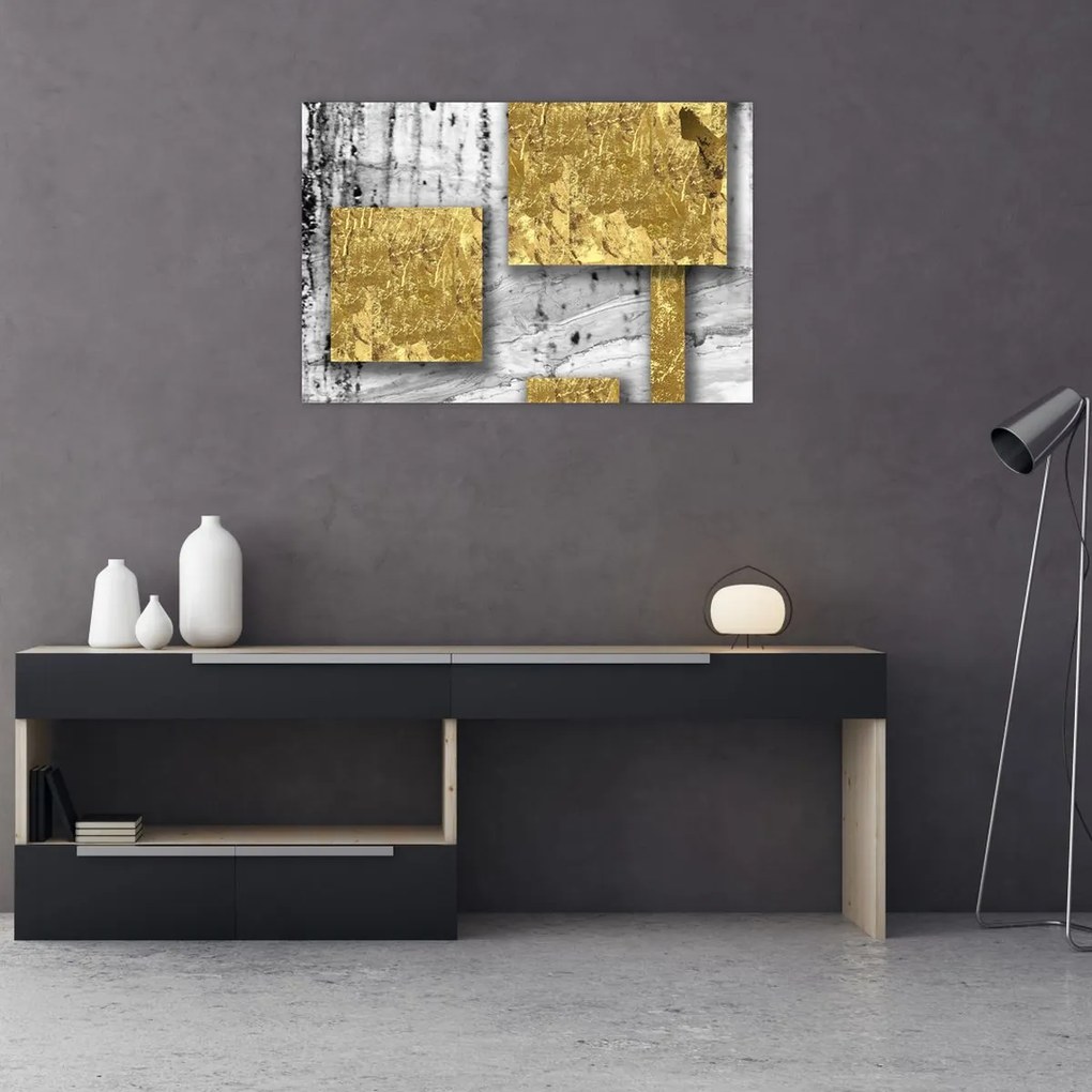 Obraz - Zlaté štvorce N⁰3 (90x60 cm)