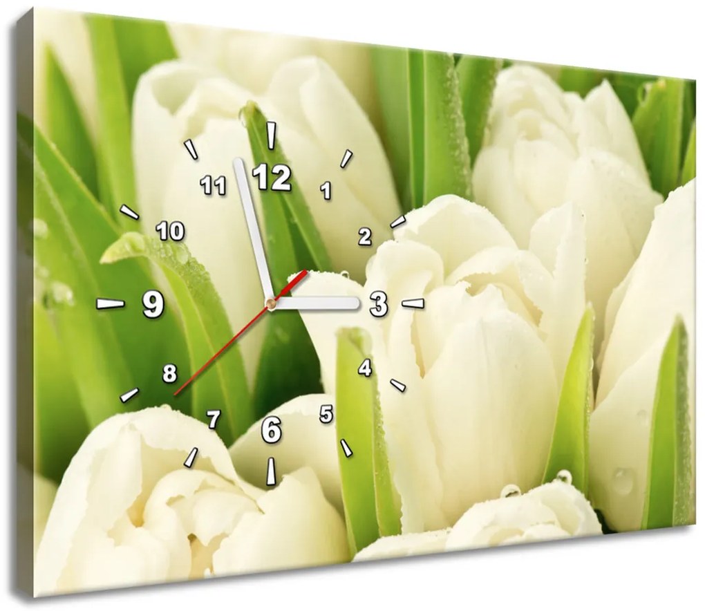 Gario Obraz s hodinami Jemné tulipány Rozmery: 100 x 40 cm