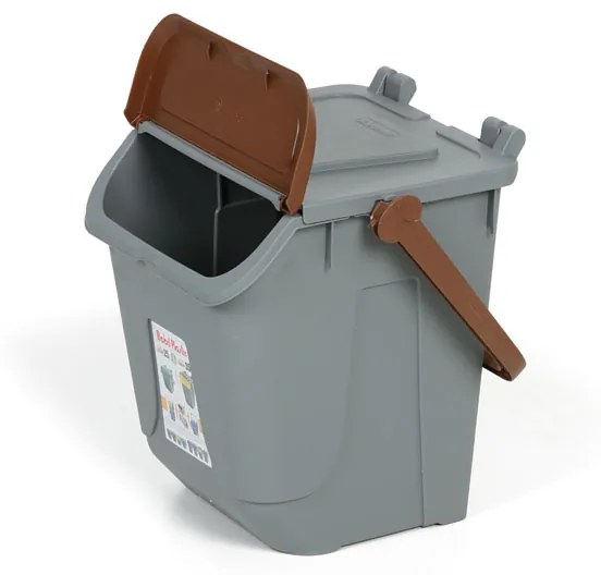 Plastový odpadkový kôš na triedenie odpadu ECOLOGY, 25 l, sivá/hnedá